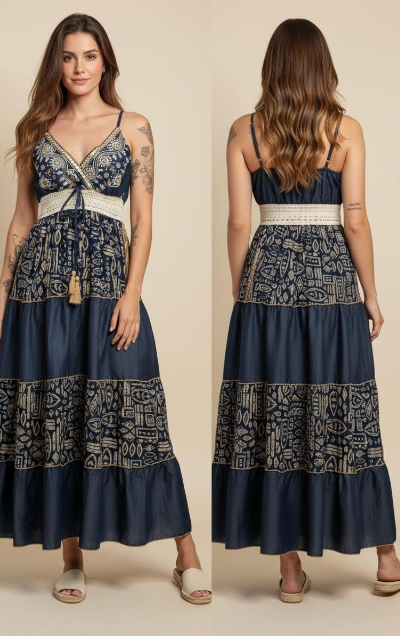 Maxi Dress Boho Navy