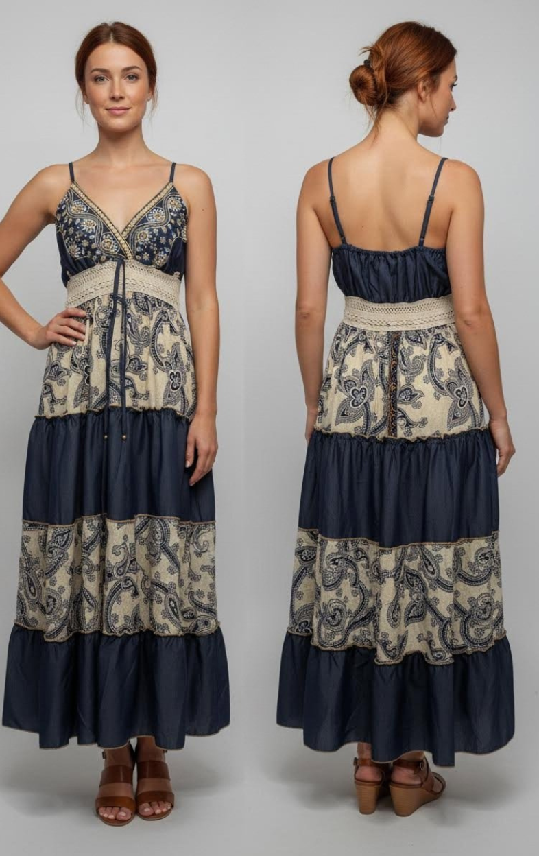 Maxi Dress Boho Navy