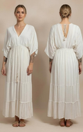 Kaftan Maxi Blanco Dorado