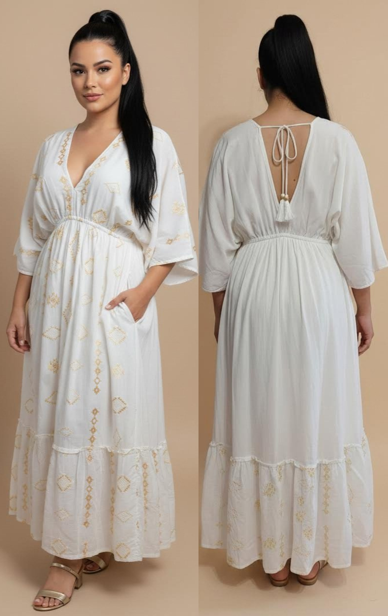 Vestido Maxi Étnico Dorado