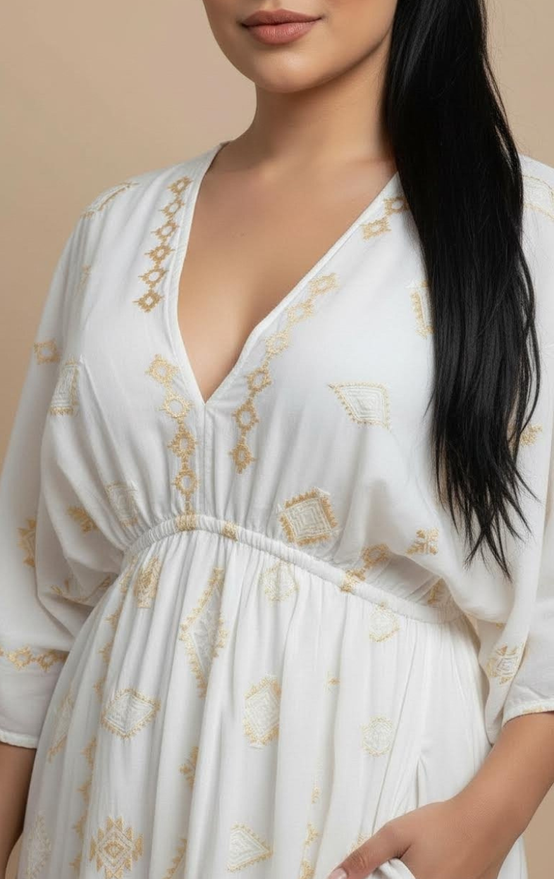 Vestido Maxi Étnico Dorado