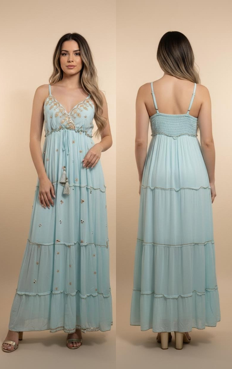 Vestido Maxi Eden Bordado